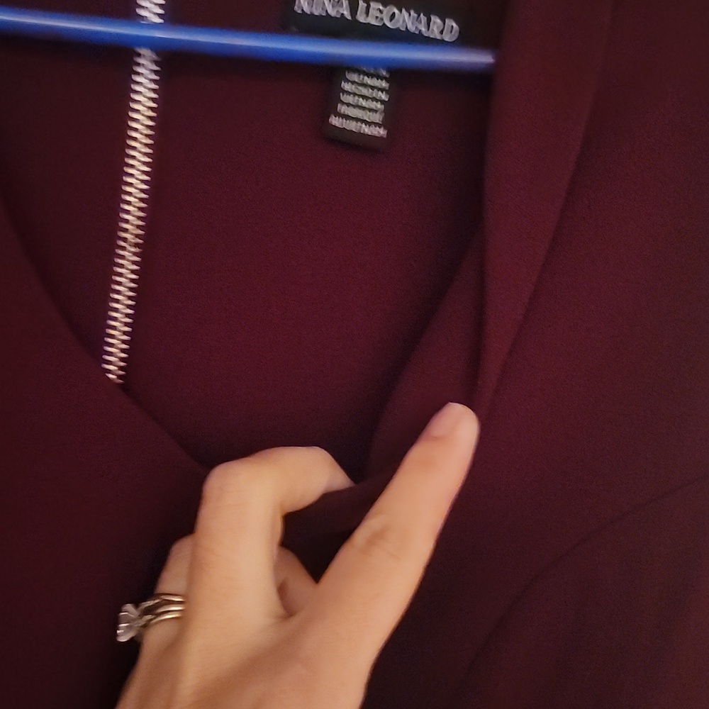 Nina Leonard Burgundy Midi Dress - Picture 2 of 5